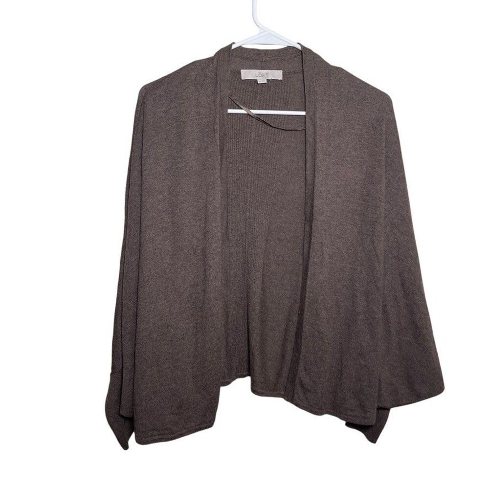 Loft Sweater Women's XS Brown Open Dolman Sleeve Slouchy Knit Cardigan